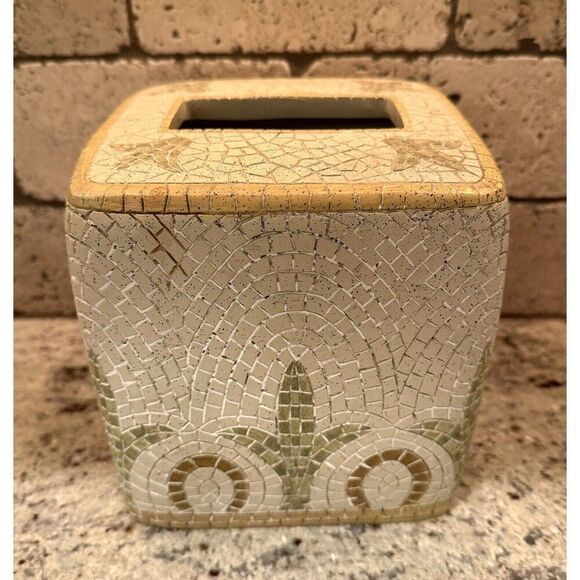VTG Croscill Torino Tissue Box Cover Terrazo Mosaic Mediterranean Style - Picture 1 of 8